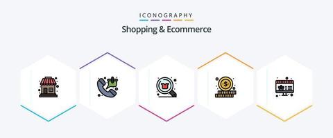 Shopping and Ecommerce 25 FilledLine icon pack including sale. money. buy. shopping. shopping vector