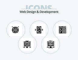 Web Design And Development Glyph Icon Pack 5 Icon Design. layout. mobile . web design. designing vector