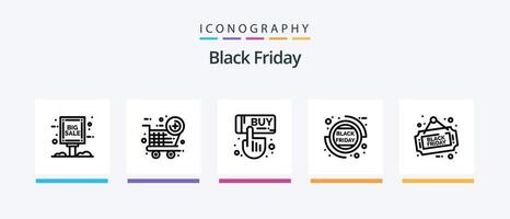 paquete de iconos de la línea 5 del viernes negro que incluye la etiqueta del viernes negro. descuento. viernes. mano. comprar. diseño de iconos creativos vector