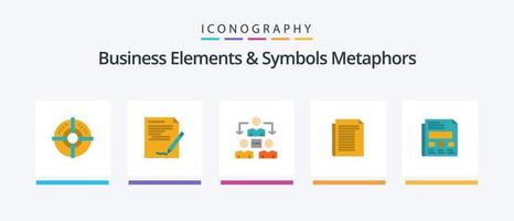 elementos comerciales y metáforas de símbolos paquete de iconos planos 5 que incluye informe. informe. informe. nota. comunicación. diseño de iconos creativos vector