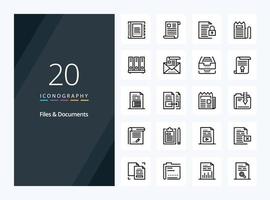 20 Files And Documents Outline icon for presentation vector