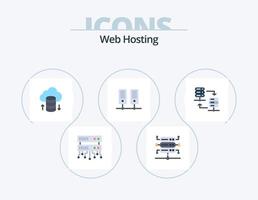 diseño de iconos de paquete de iconos planos de alojamiento web 5. . compartir. red de alojamiento. rack de servidores. servidor vector