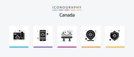 Canada Glyph 5 Icon Pack Including leaf. map. architecture. location. canada. Creative Icons Design vector