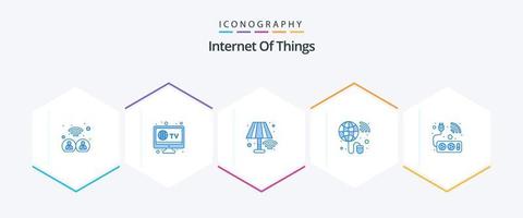 Internet Of Things 25 Blue icon pack including wifi. smart. lamp. plug. network vector