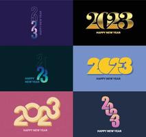 Big Collection of 2023 Happy New Year symbols Cover of business diary for 2023 with wishes vector