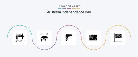 Australia Independence Day Glyph 5 Icon Pack Including country. aussie. birds. weapon. indigenous vector