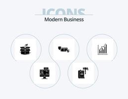 Modern Business Glyph Icon Pack 5 Icon Design. release. package. auction. business. legal vector