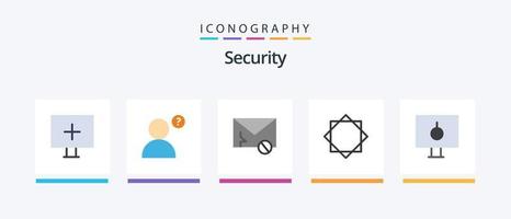 paquete de iconos de 5 planos de seguridad que incluye contraseña. cerrar con llave. mensaje. advertencia. seguridad. diseño de iconos creativos vector