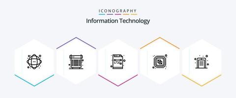 Information Technology 25 Line icon pack including computer. central. heat. mail. encrypted vector