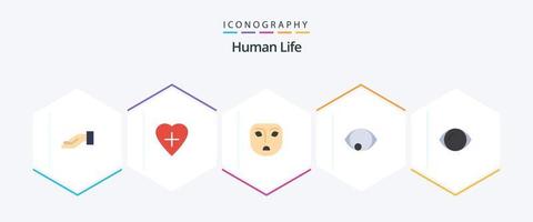 paquete de iconos planos humanos 25 que incluye . rostro. visión vector