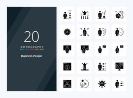 20 Business People Solid Glyph icon for presentation vector