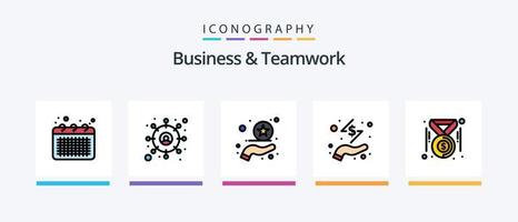 Business And Teamwork Line Filled 5 Icon Pack Including business. dots. bulb. chart. project. Creative Icons Design vector