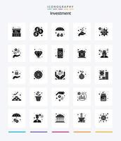 Creative Investment 25 Glyph Solid Black icon pack  Such As marketing. finance. money. dollar. hand vector