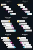 plantilla de diapositiva de presentación del paquete de infografías vectoriales 6 diagramas de ciclo de 5 pasos y líneas de tiempo vector