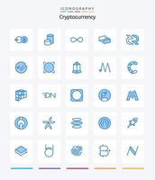 Creative Cryptocurrency 25 Blue icon pack  Such As decreed. crypto. infinite coin. coin. currency vector