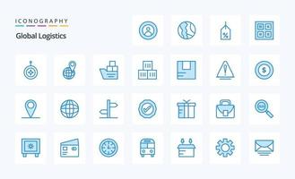 25 Global Logistics Blue icon pack vector