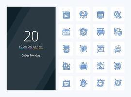 20 Cyber Monday Blue Color icon for presentation vector