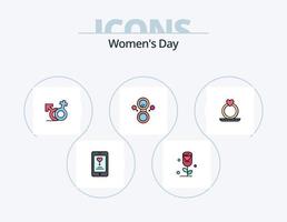 Womens Day Line Filled Icon Pack 5 Icon Design. women. feminism. eight. woman. female vector