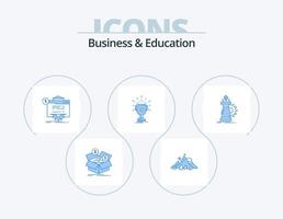 Business And Education Blue Icon Pack 5 Icon Design. prize. award. mountain. website. globe vector