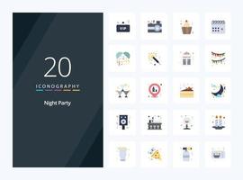 20 Night Party Flat Color icon for presentation vector