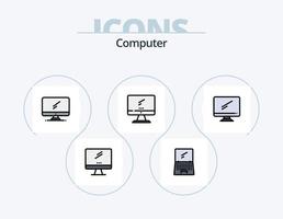 paquete de iconos llenos de línea de computadora 5 diseño de iconos. . . imac. ordenador personal. dispositivo vector