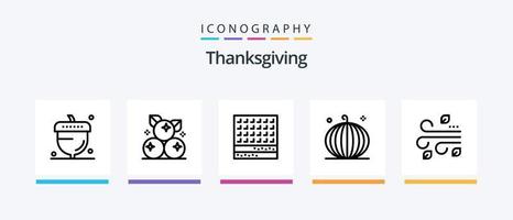 Thanksgiving Line 5 Icon Pack Including american football. leaf. winter. autumn. food. Creative Icons Design vector