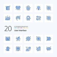 20 User Interface Blue Color icon Pack like battery user setting interface user vector