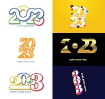 Big Collection of 2023 Happy New Year symbols Cover of business diary for 2023 with wishes vector