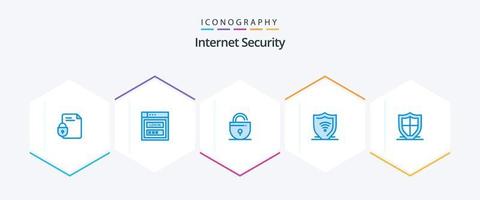 paquete de iconos azules de seguridad de Internet 25 que incluye escudo. seguridad de Internet. seguridad web Internet. seguridad vector