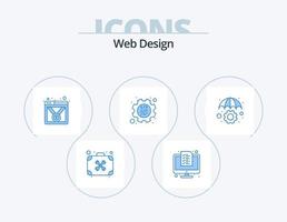 Web Design Blue Icon Pack 5 Icon Design. programming. cog. list. coding. medal vector