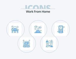 Work From Home Blue Icon Pack 5 Icon Design. mobile. communication. table. business. advertisement vector