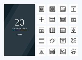 20 Layout Outline icon for presentation vector