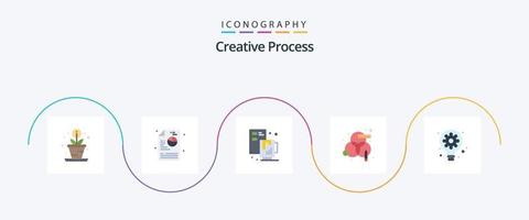 Creative Process Flat 5 Icon Pack Including gear. process. coffee. creative. rgb vector