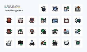 25 Time Management Line Filled Style icon pack vector