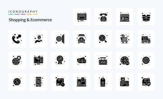 25 Shopping And Ecommerce Solid Glyph icon pack vector