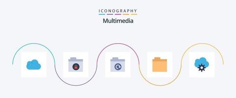 paquete de iconos de 5 planos multimedia que incluye . restaurar. datos. nube vector