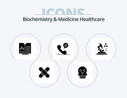 Biochemistry And Medicine Healthcare Glyph Icon Pack 5 Icon Design. hospital. phone. medical. mobile. report vector