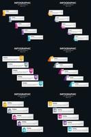 plantilla de diapositiva de presentación del paquete de infografías vectoriales 6 diagramas de ciclo de 5 pasos y líneas de tiempo vector