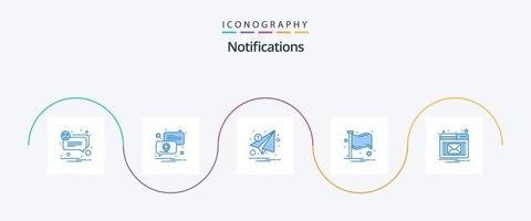 Paquete de 5 íconos azules de notificaciones que incluye correo electrónico. notificación. correo electrónico. bandera. papel vector