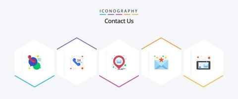 Contact Us 25 Flat icon pack including message. email. email. communication. email vector