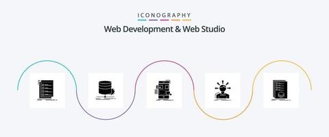 desarrollo web y paquete de iconos de glifo 5 de estudio web que incluye opciones. conversión. diagrama. ux. diseño vector