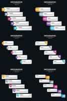 plantilla de diapositiva de presentación del paquete de infografías vectoriales 6 diagramas de ciclo de 5 pasos y líneas de tiempo vector