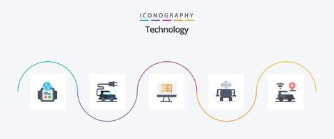 Technology Flat 5 Icon Pack Including . technology. ontechnology. map. car vector