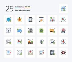 Data Protection 25 Flat Color icon pack including computer. policy. security. data. compliance vector