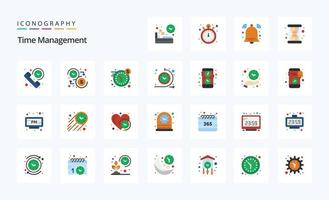 25 Time Management Flat color icon pack vector
