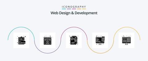 Web Design And Development Glyph 5 Icon Pack Including web. web design. security. web. design vector