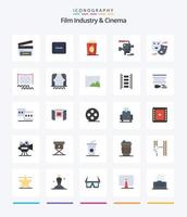 Creative Cenima 25 Flat icon pack  Such As comedy. film camera. cinema. film. camera vector