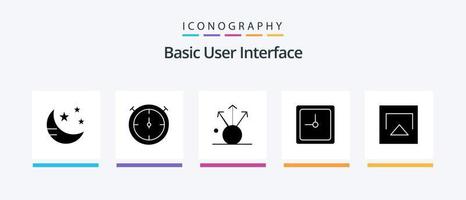 paquete básico de iconos de glifos 5 que incluye . compartir. jugar. aire. diseño de iconos creativos vector