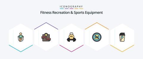 Recreación de fitness y equipo deportivo Paquete de iconos de 25 líneas completas que incluye dieta. prohibido. deporte. prohibición. pesas rusas vector