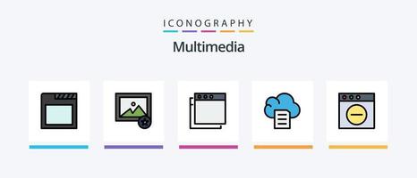 Multimedia Line Filled 5 Icon Pack Including . print. image. document. folder. Creative Icons Design vector